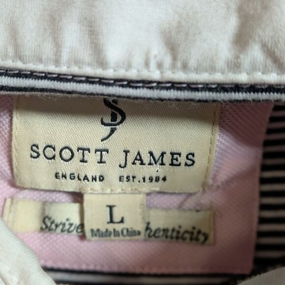 Scott James Men's Large Polo Shirt Pink - Picture 3 of 6
